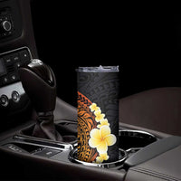 Hawaiian Tropical Plumeria Art Polynesian Tattoo Skinny Tumbler Black and Autumn Color Theme LT03 - Polynesian Pride