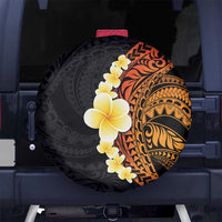 Hawaiian Tropical Plumeria Art Polynesian Tattoo Spare Tire Cover Black and Autumn Color Theme LT03 - Polynesian Pride