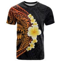 Hawaiian Tropical Plumeria Art Polynesian Tattoo T Shirt Black and Autumn Color Theme LT03 Orange - Polynesian Pride
