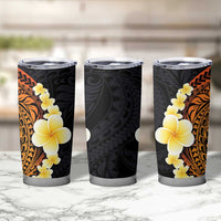 Hawaiian Tropical Plumeria Art Polynesian Tattoo Tumbler Cup Black and Autumn Color Theme LT03 - Polynesian Pride