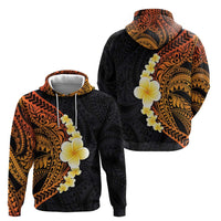 Hawaiian Tropical Plumeria Art Polynesian Tattoo Zip Hoodie Black and Autumn Color Theme LT03 - Polynesian Pride