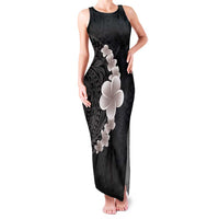 Hawaiian Tropical Plumeria Art Polynesian Tattoo Family Matching Tank Maxi Dress and Hawaiian Shirt Grayscale Color LT03 Mom's Dress Black - Polynesian Pride