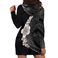 Hawaiian Tropical Plumeria Art Polynesian Tattoo Hoodie Dress Grayscale Color LT03 - Polynesian Pride
