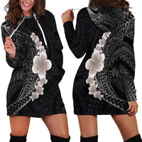 Hawaiian Tropical Plumeria Art Polynesian Tattoo Hoodie Dress Grayscale Color LT03 - Polynesian Pride