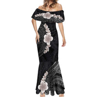 Hawaiian Tropical Plumeria Art Polynesian Tattoo Mermaid Dress Grayscale Color LT03 - Polynesian Pride