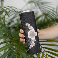 Hawaiian Tropical Plumeria Art Polynesian Tattoo Skinny Tumbler Grayscale Color LT03 - Polynesian Pride