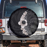 Hawaiian Tropical Plumeria Art Polynesian Tattoo Spare Tire Cover Grayscale Color LT03 Black - Polynesian Pride