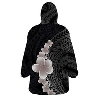 Hawaiian Tropical Plumeria Art Polynesian Tattoo Wearable Blanket Hoodie Grayscale Color LT03 - Polynesian Pride