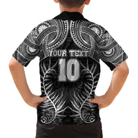 Custom New Zealand Rugby Family Matching Short Sleeve Bodycon Dress and Hawaiian Shirt Aotearoa Champion Cup History with Silver Fern LT03 - Polynesian Pride