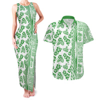 Hawaii Couples Matching Tank Maxi Dress and Hawaiian Shirt Aloha Tropical Plants Tribal Pattern Green Version LT03 Green - Polynesian Pride
