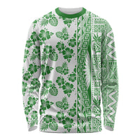 Hawaii Long Sleeve Shirt Aloha Tropical Plants Tribal Pattern Green Version LT03 Unisex Green - Polynesian Pride