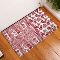 Hawaii Rubber Doormat Aloha Tropical Plants Tribal Pattern Red Version LT03 Red - Polynesian Pride