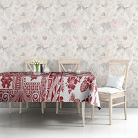 Hawaii Tablecloth Aloha Tropical Plants Tribal Pattern Red Version LT03 - Polynesian Pride