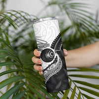 Personalised Aotearoa Lawn Bowls Skinny Tumbler Maori and Silver Fern Half Style LT03 - Polynesian Pride