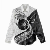 Personalised Aotearoa Lawn Bowls Women Casual Shirt Maori and Silver Fern Half Style LT03 - Polynesian Pride