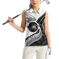 Personalised Aotearoa Lawn Bowls Women Sleeveless Polo Shirt Maori and Silver Fern Half Style LT03 - Polynesian Pride