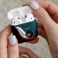 Personalised Aotearoa Lawn Bowls AirPods Case Maori and Silver Fern Sporty Style Teal Color LT03 - Polynesian Pride