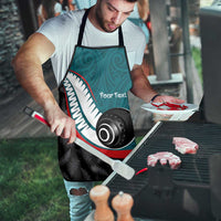 Personalised Aotearoa Lawn Bowls Apron Maori and Silver Fern Sporty Style Teal Color LT03 - Polynesian Pride