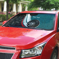 Personalised Aotearoa Lawn Bowls Auto Sun Shade Maori and Silver Fern Sporty Style Teal Color LT03 - Polynesian Pride