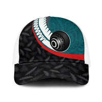 Aotearoa Lawn Bowls Baseball Net Cap Maori and Silver Fern Sporty Style Teal Color - Polynesian Pride