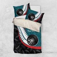 Personalised Aotearoa Lawn Bowls Bedding Set Maori and Silver Fern Sporty Style Teal Color LT03 US Twin 172cm x 218cm Teal - Polynesian Pride