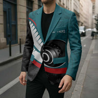 Personalised Aotearoa Lawn Bowls Blazer Maori and Silver Fern Sporty Style Teal Color LT03 - Polynesian Pride