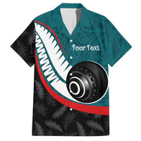 Personalised Aotearoa Lawn Bowls Hawaiian Shirt Maori and Silver Fern Sporty Style Teal Color LT03 Teal - Polynesian Pride