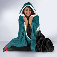 Personalised Aotearoa Lawn Bowls Hooded Blanket Maori and Silver Fern Sporty Style Teal Color LT03 - Polynesian Pride
