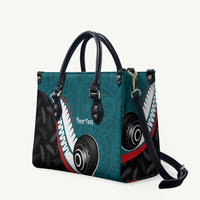 Personalised Aotearoa Lawn Bowls Leather Bag Maori and Silver Fern Sporty Style Teal Color LT03 Teal - Polynesian Pride