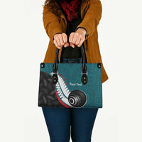 Personalised Aotearoa Lawn Bowls Leather Bag Maori and Silver Fern Sporty Style Teal Color LT03 - Polynesian Pride