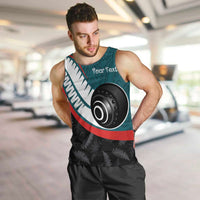 Personalised Aotearoa Lawn Bowls Men Tank Top Maori and Silver Fern Sporty Style Teal Color LT03 Teal - Polynesian Pride