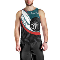 Personalised Aotearoa Lawn Bowls Men Tank Top Maori and Silver Fern Sporty Style Teal Color LT03 - Polynesian Pride