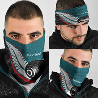 Personalised Aotearoa Lawn Bowls Neck Gaiter Maori and Silver Fern Sporty Style Teal Color LT03 - Polynesian Pride