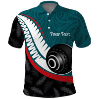 Personalised Aotearoa Lawn Bowls Polo Shirt Maori and Silver Fern Sporty Style Teal Color LT03 Teal - Polynesian Pride