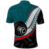 Personalised Aotearoa Lawn Bowls Polo Shirt Maori and Silver Fern Sporty Style Teal Color LT03 - Polynesian Pride