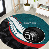 Personalised Aotearoa Lawn Bowls Round Carpet Maori and Silver Fern Sporty Style Teal Color LT03 Teal - Polynesian Pride