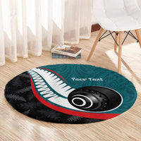 Personalised Aotearoa Lawn Bowls Round Carpet Maori and Silver Fern Sporty Style Teal Color LT03 - Polynesian Pride