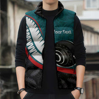 Personalised Aotearoa Lawn Bowls Sleeveless Puffer Jacket Maori and Silver Fern Sporty Style Teal Color LT03 - Polynesian Pride