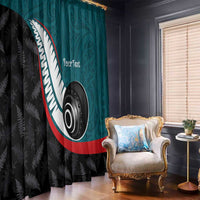 Personalised Aotearoa Lawn Bowls Window Curtain Maori and Silver Fern Sporty Style Teal Color LT03 - Polynesian Pride