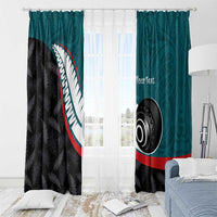 Personalised Aotearoa Lawn Bowls Window Curtain Maori and Silver Fern Sporty Style Teal Color LT03 - Polynesian Pride