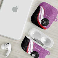 Personalised Aotearoa Lawn Bowls AirPods Case Maori and Silver Fern Sporty Style Pink Color LT03 - Polynesian Pride