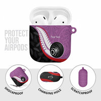 Personalised Aotearoa Lawn Bowls AirPods Case Maori and Silver Fern Sporty Style Pink Color LT03 - Polynesian Pride