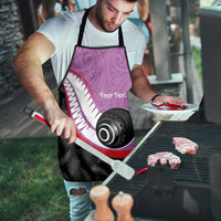 Personalised Aotearoa Lawn Bowls Apron Maori and Silver Fern Sporty Style Pink Color LT03 - Polynesian Pride