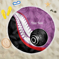 Personalised Aotearoa Lawn Bowls Beach Blanket Maori and Silver Fern Sporty Style Pink Color LT03 One Size 150cm Pink - Polynesian Pride