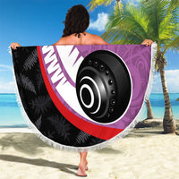 Personalised Aotearoa Lawn Bowls Beach Blanket Maori and Silver Fern Sporty Style Pink Color LT03 - Polynesian Pride