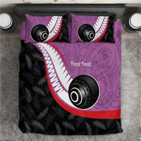 Personalised Aotearoa Lawn Bowls Bedding Set Maori and Silver Fern Sporty Style Pink Color LT03 Pink - Polynesian Pride