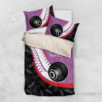 Personalised Aotearoa Lawn Bowls Bedding Set Maori and Silver Fern Sporty Style Pink Color LT03 US Twin 172cm x 218cm Pink - Polynesian Pride