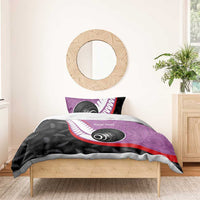Personalised Aotearoa Lawn Bowls Bedding Set Maori and Silver Fern Sporty Style Pink Color LT03 - Polynesian Pride