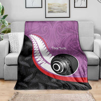 Personalised Aotearoa Lawn Bowls Blanket Maori and Silver Fern Sporty Style Pink Color LT03 - Polynesian Pride