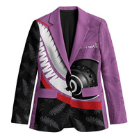 Personalised Aotearoa Lawn Bowls Blazer Maori and Silver Fern Sporty Style Pink Color LT03 Unisex Pink - Polynesian Pride